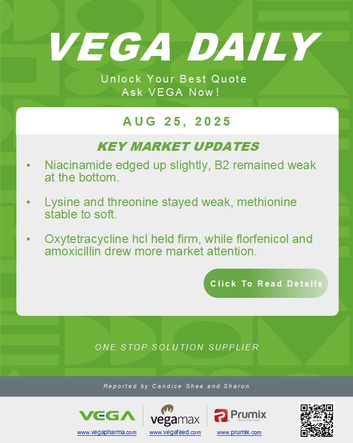 VEGA Daily Dated on August  25th 2025 Vitamin Amino Acid APl Food Additives.png